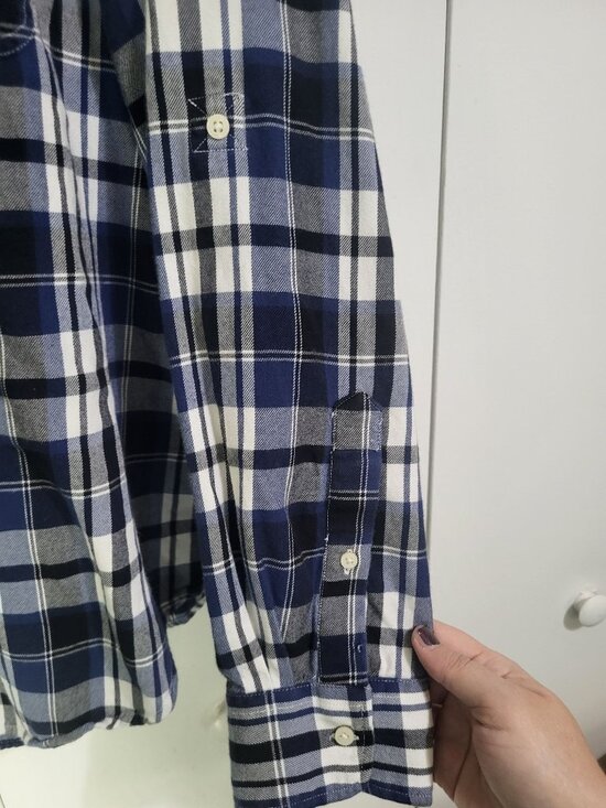 Lauren Ralph Lauren Women's XL Plaid Button Up Shirt Blue White Black Roll Tab - Picture 5 of 8